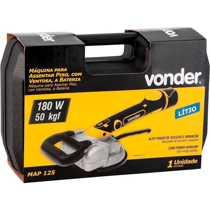 máquina para assentar piso vonder a bateria 12v com ventosa bivolt map125 (mp)