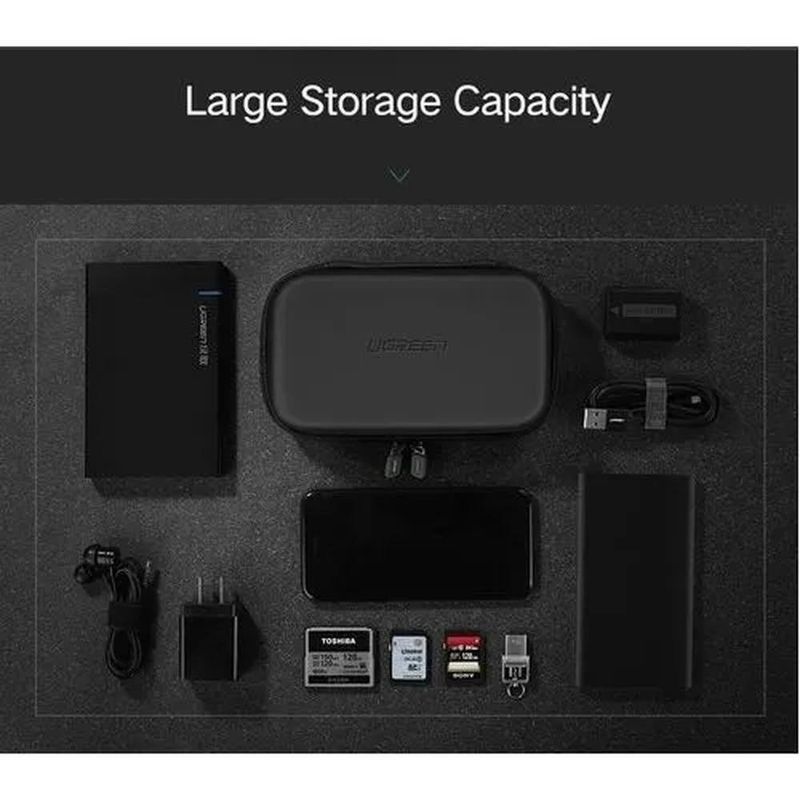 estojo para hd externo ugreen 2.5"/3.5" com divisória lp128 eva 40707 preto (mp)