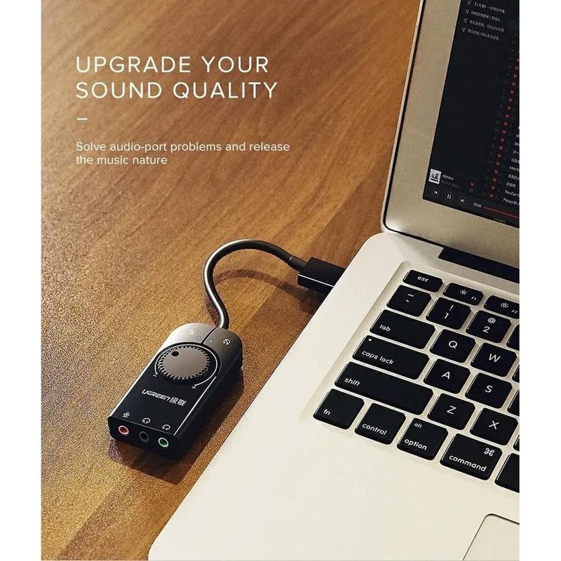 adaptador usb ugreen para p2 com controle de volume cm129 (mp)
