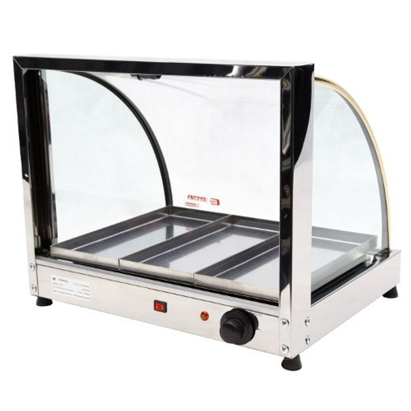 estufa para alimentos edanca eo-3 3 bandejas vitrine curva 110v dourada