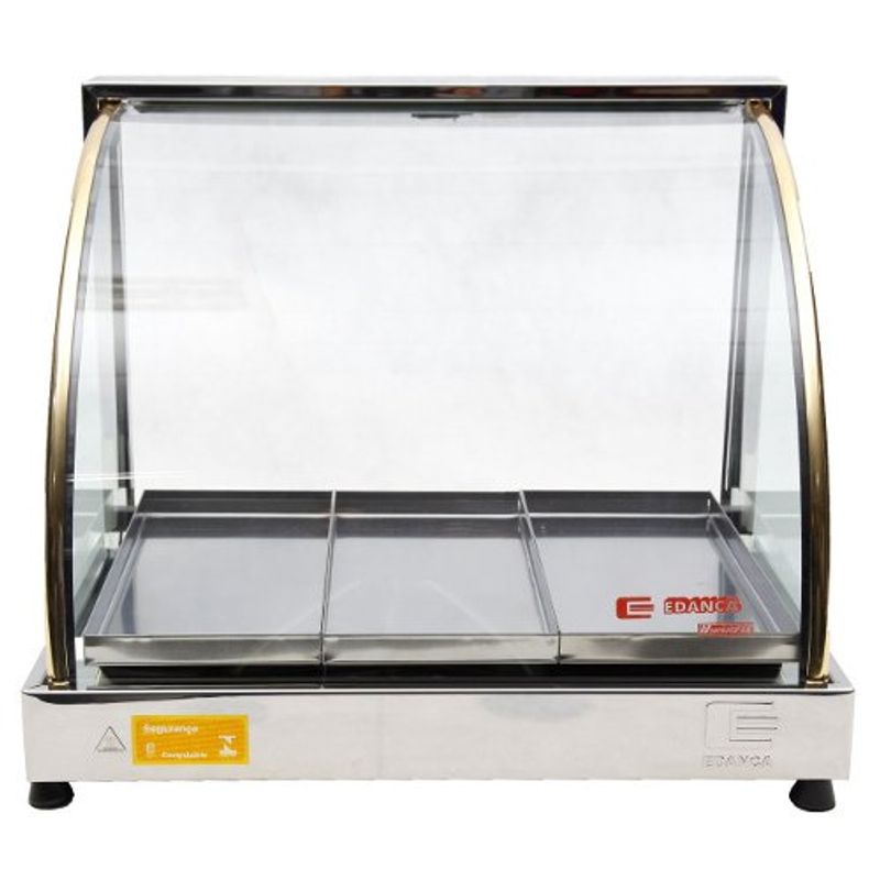 estufa para alimentos edanca eo-3 3 bandejas vitrine curva 110v dourada