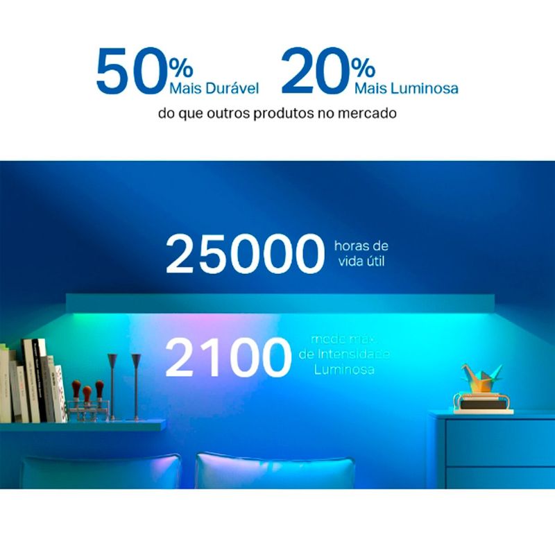 fita de led inteligente tp-link smart multicolorida wi-fi 5 metros