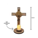 crucifixo com porta vela santorini são bento mdf lc03 (mp)