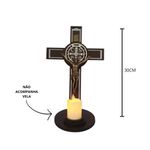 crucifixo com porta vela santorini são bento mdf (mp)