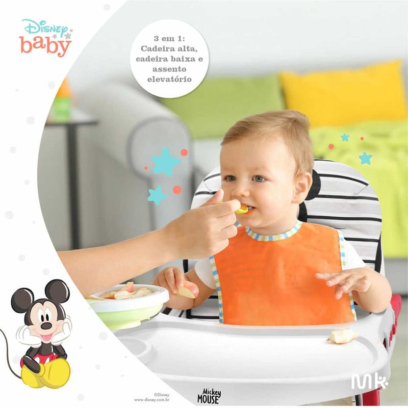 cadeira de refeição multikids ginger mickey até 25kg branco bb446
