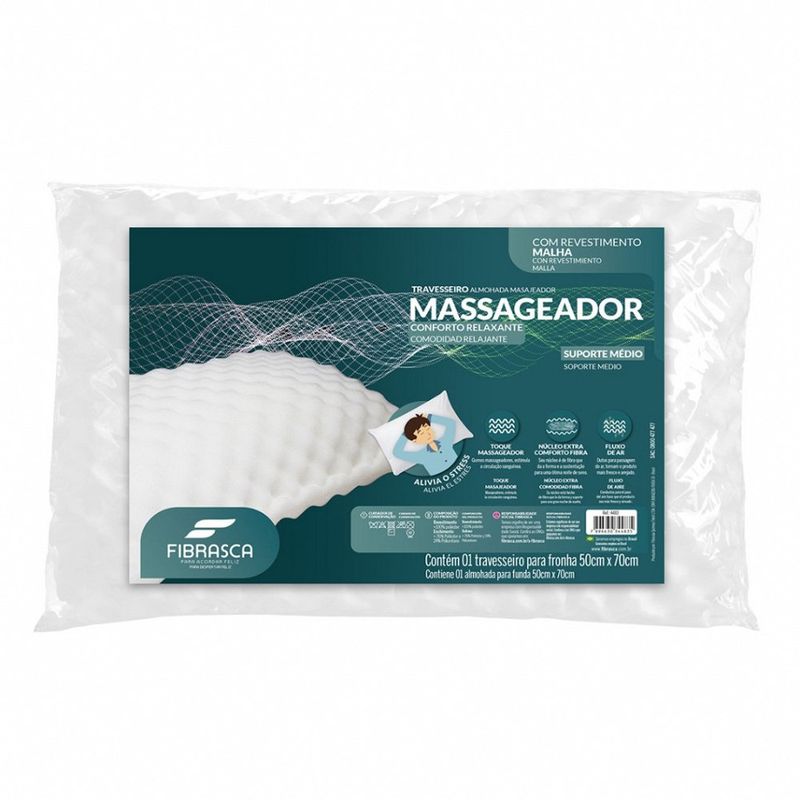 travesseiro fibrasca massageador suporte médio 4483 42x65