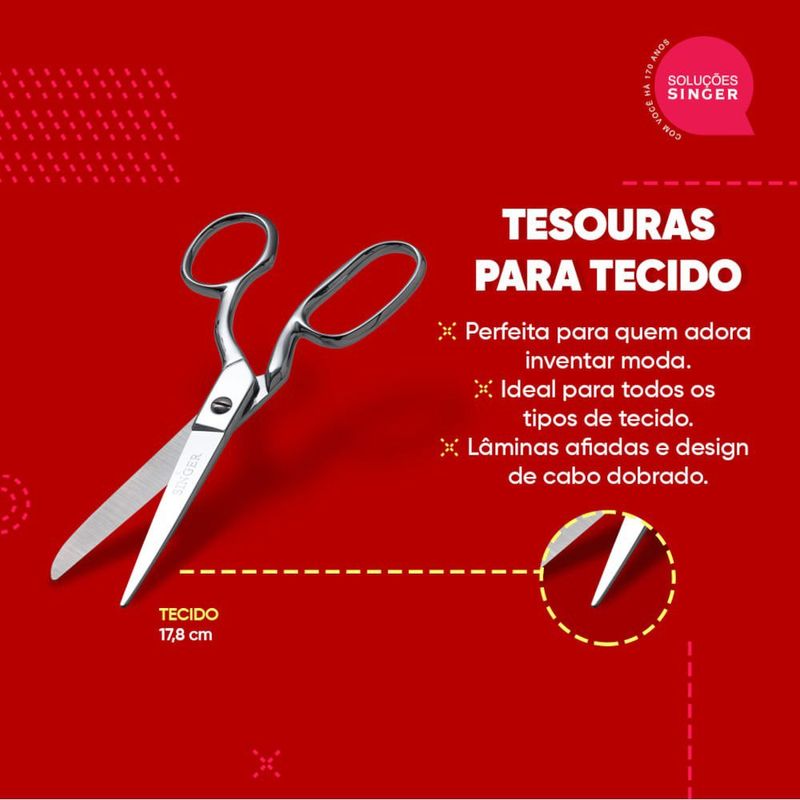 tesoura de aço para tecido singer 8 20.3cm 250016201