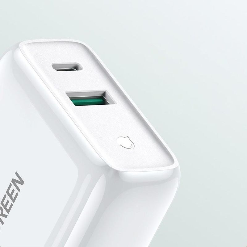 carregador de viagem rápido ugreen 36w usb para usb-c cd170 branco (mp)