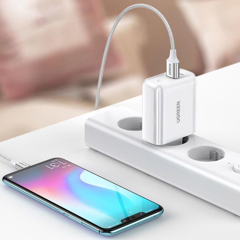 carregador de viagem rápido ugreen 36w usb para usb-c cd170 branco (mp)