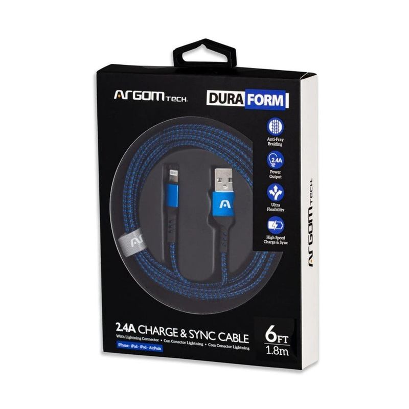 cabo usb argom para lightning 1.8m dura form nylon arg-cb-0023bl azul (mp)