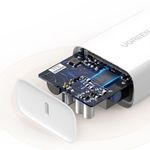 carregador de viagem turbo ugreen usb para usb-c 30w cd177 branco (mp)
