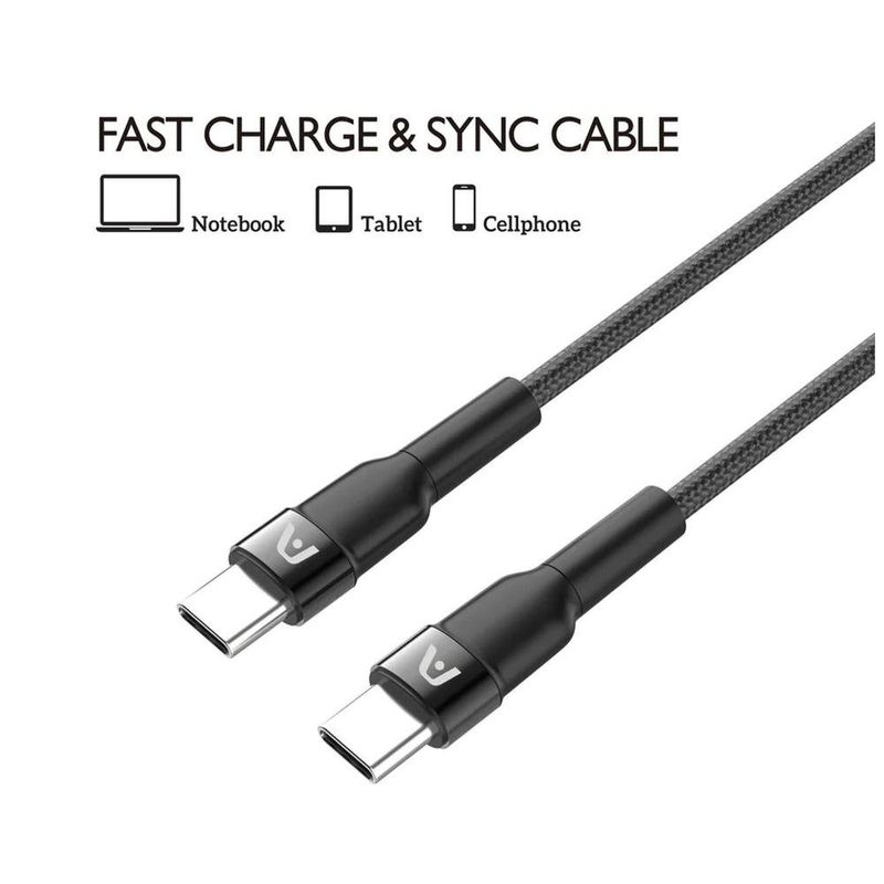 cabo usb-c argom para usb-c 1.8m dura speed nylon fast 65w preto (mp)