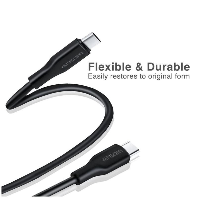 cabo usb-c argom para usb-c 1.8m dura flex fast 65w preto (mp)