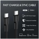 cabo usb-c argom para usb-c 1.8m dura flex fast 65w preto (mp)