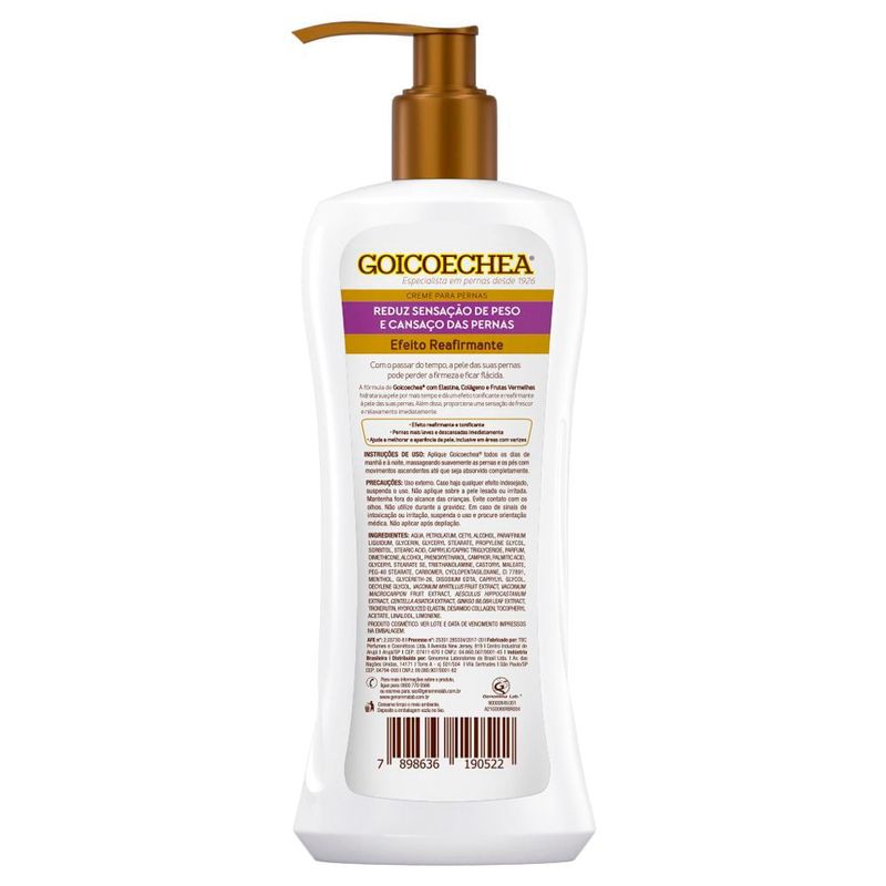 creme para pernas goicoechea elastina colageno frutas vermelhas 350g
