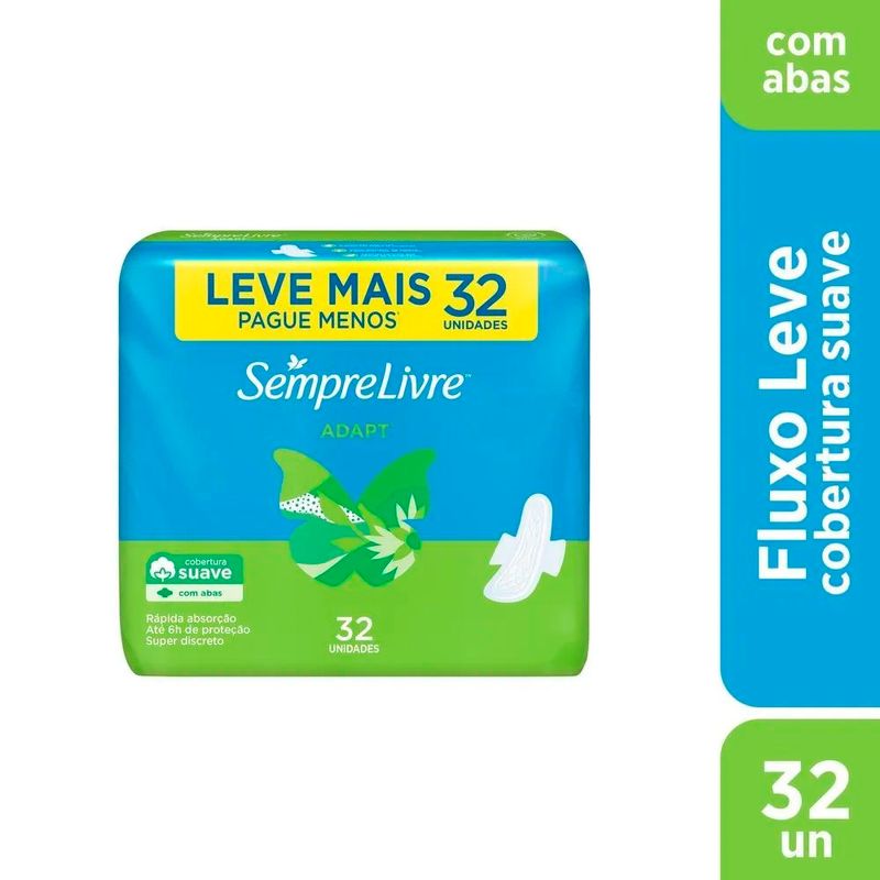 absorvente sempre livre adapt cobertura suave 32 unidades