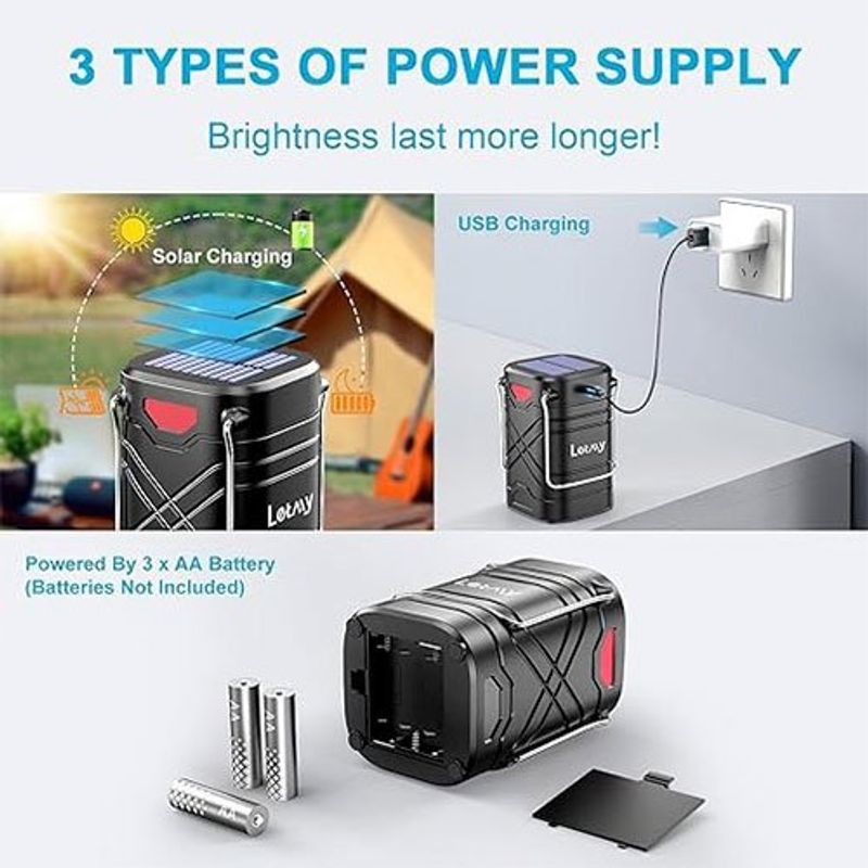 lanterna letmy camping 4 unidades preto a-bi