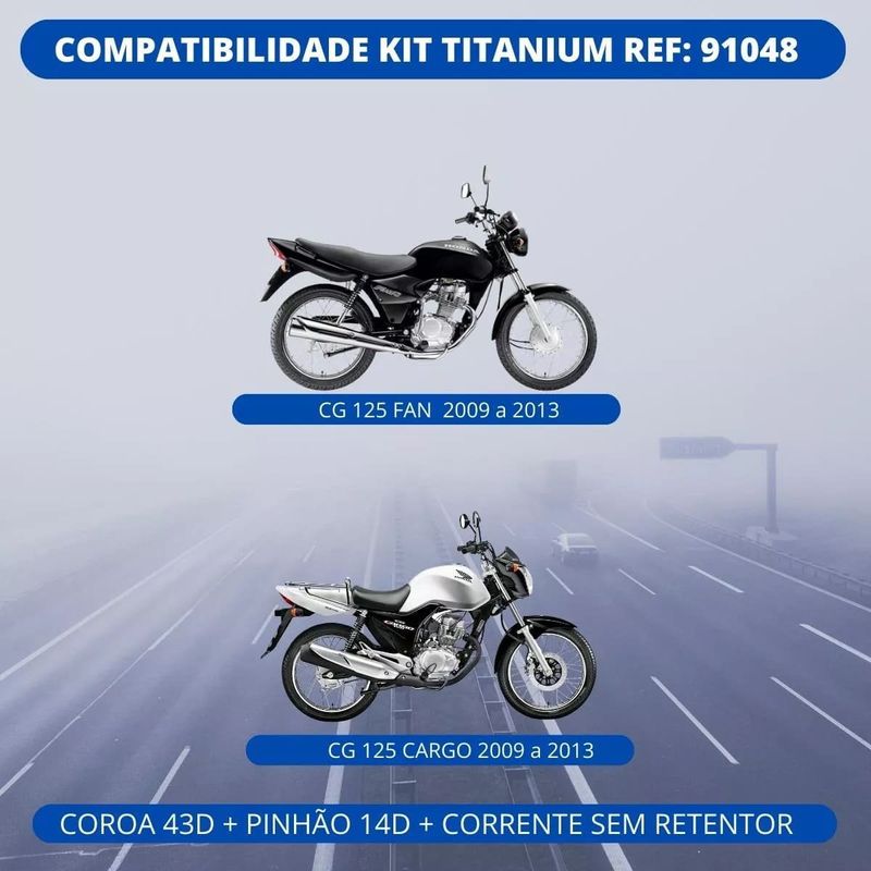 kit relação riffel titanium cargo/fan 125 2009-2013 (mp)