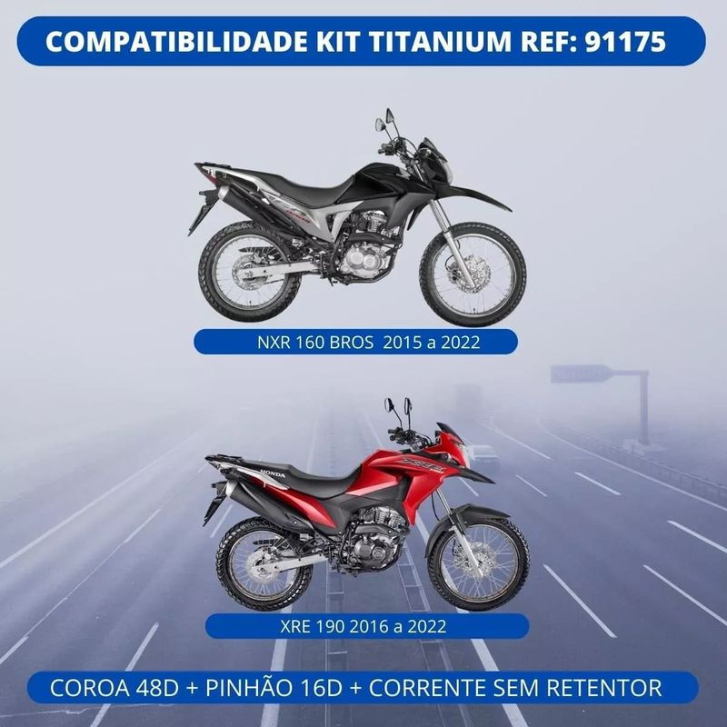 kit relação riffel titanium bros 160 2015-2024 / xre 190 2016-2024 (mp)