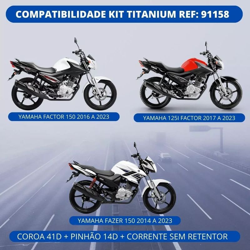 kit relação riffel titanium fazer 150 2016-2024 / ybri factor 2017-2024 / factor 150 2016-2024 (mp)