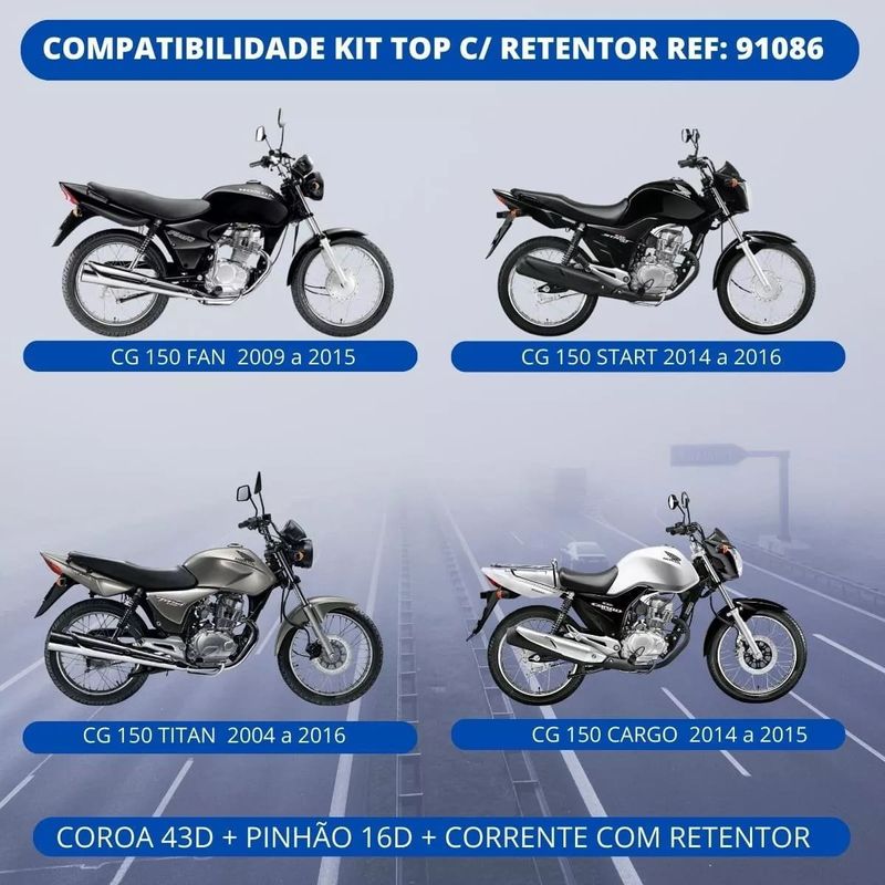 kit relação riffel top titan/start/cargo/fan 150 2004-2016 com retentor (mp)