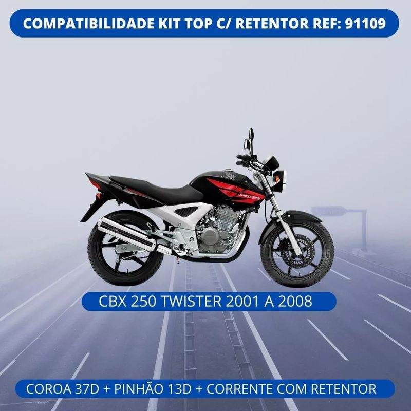 kit relação riffel top cbx 250 twister 2001-2028 com retentor (mp)