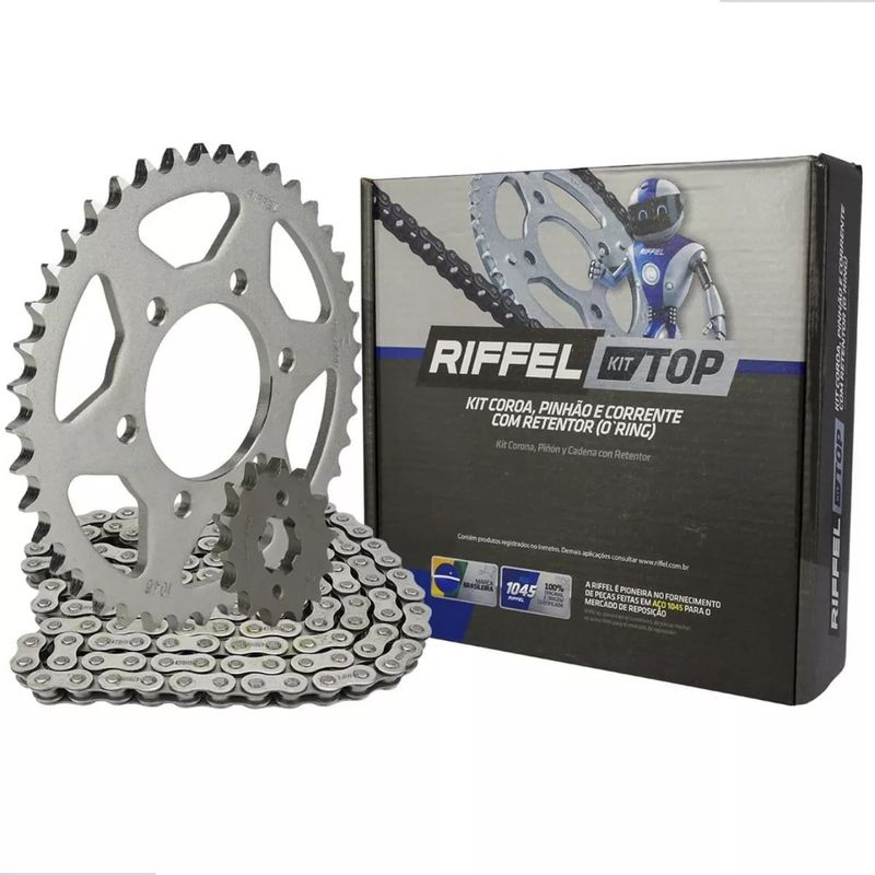 kit relação riffel top ybr 125 factor 2000-2016 com retentor (mp)