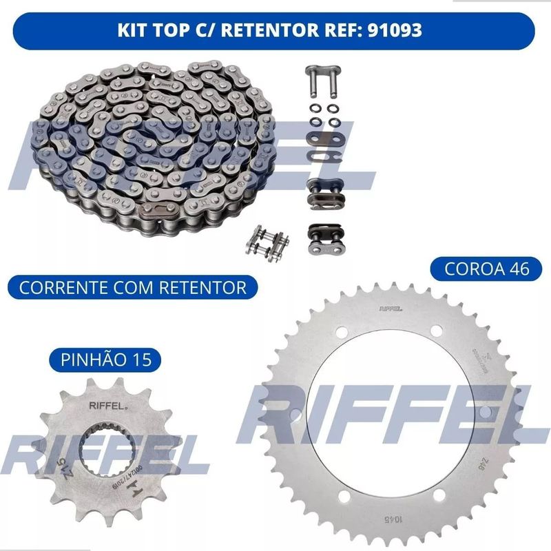 kit relação riffel top xtz 250 lander 2006-2008 com retentor (mp)