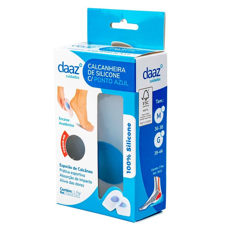 calcanheira de silicone com ponto azul daaz tamanho m