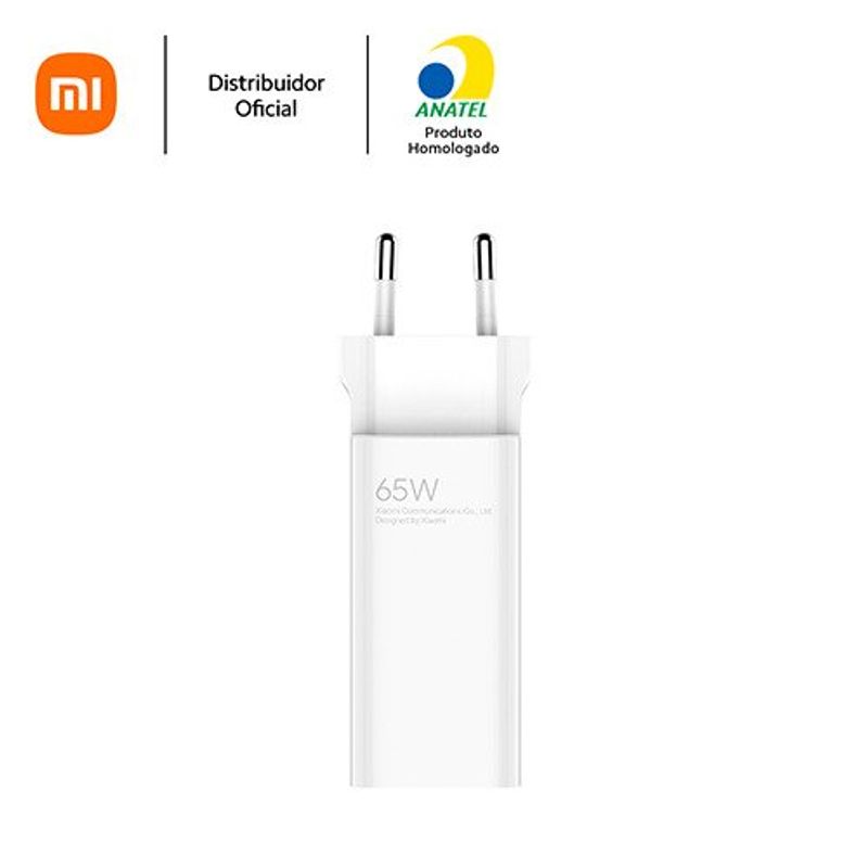 carregador xiaomi gan 65w usb-a/c branco xm700