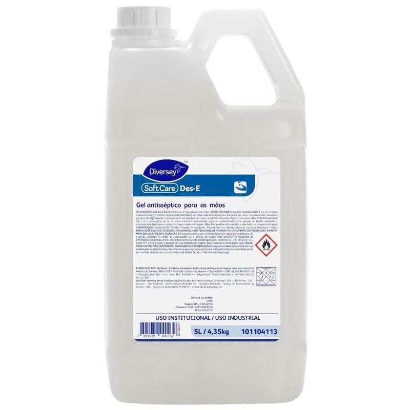 álcool em gel 70% diversey soft care des-e 5l (mp)