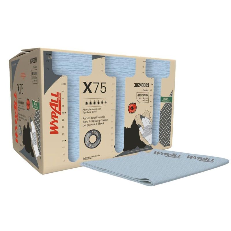 pano de limpeza wypall x75 quarterfold caixa 480 panos 30243089 (mp)