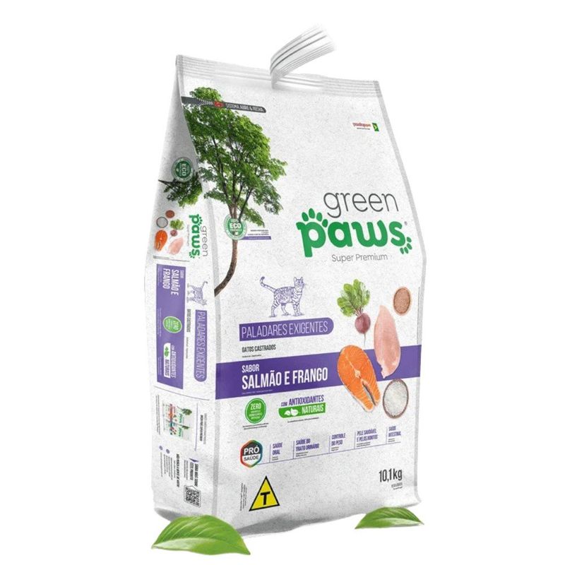 ração green paws gato castrado paladar exigente 10,1kg (mp)