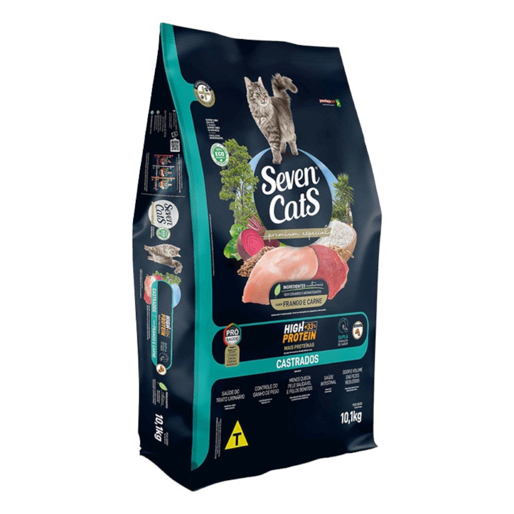 Ração Seven Gato Castrado Frango e Carne 10,1Kg