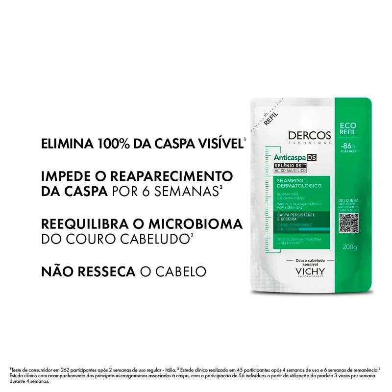 refil shampoo anticaspa vichy dercos cabelos normais a oleosos 200g