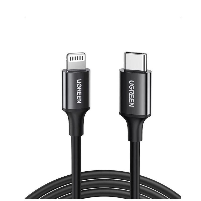 cabo usb-c ugreen para lightning 1.0m us171 preto (mp)