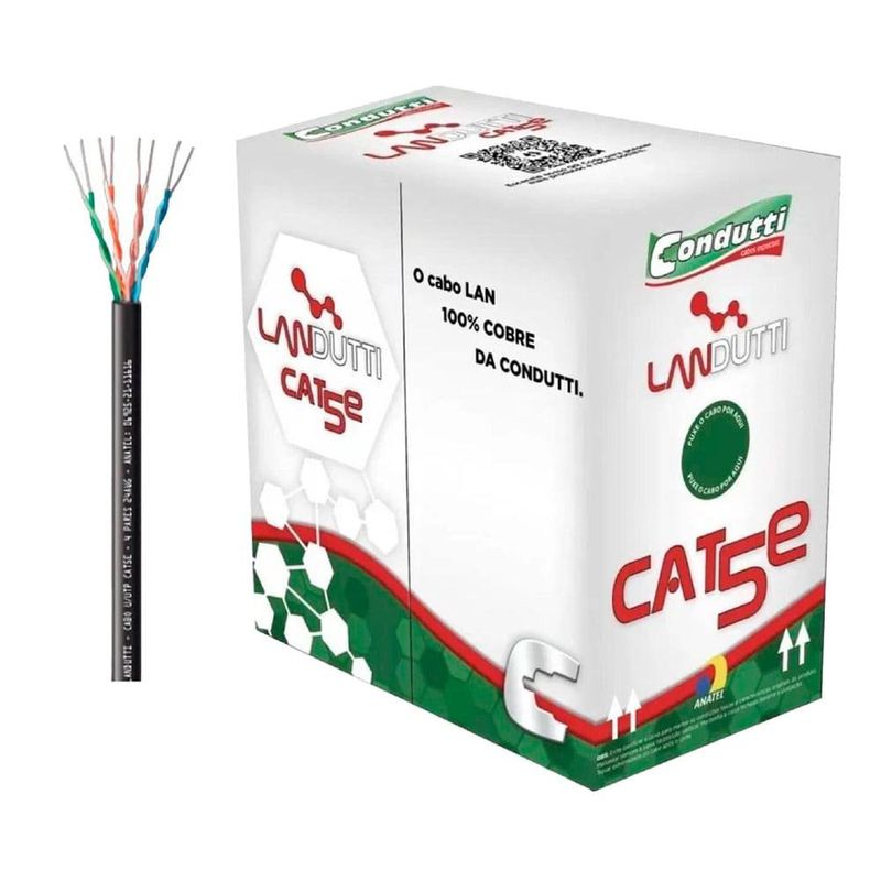 cabo condutti de rede landutti cat5e preto 305 metros 24awg (mp)