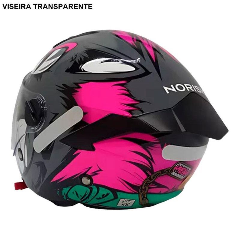 capacete norisk neo hyena cinza e rosa 60 (mp)