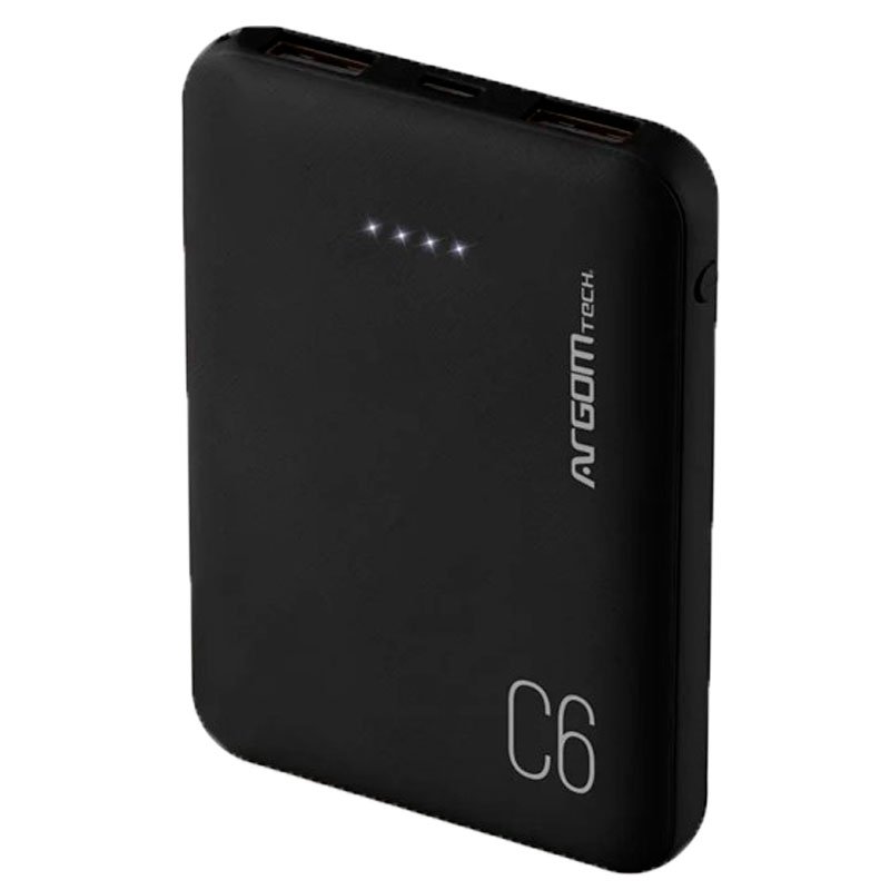 Carregador Portátil  USB/MicroUSB 6000MAH C6 Preto - Argom