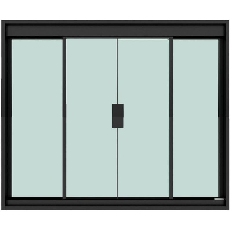 janela de correr blinglass em alumínio preto vidro verde 120x100cm 4 folhas (mp)