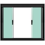 janela de correr blinglass em alumínio preto vidro verde 120x100cm 4 folhas (mp)