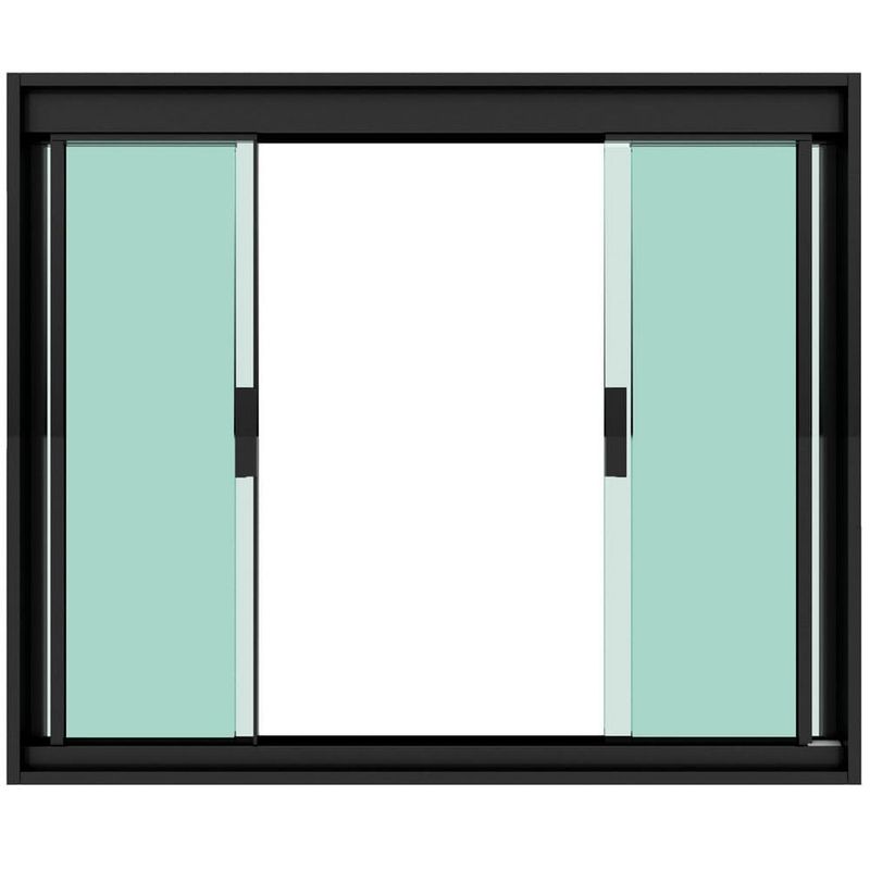 janela de correr blinglass em alumínio preto vidro verde 120x100cm 4 folhas (mp)