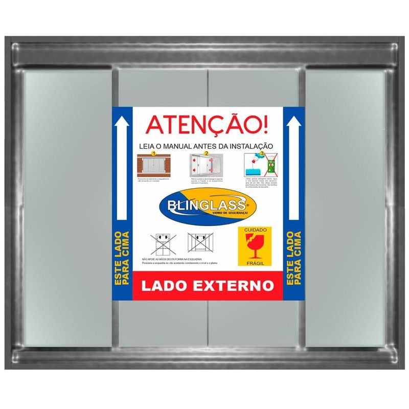 janela de correr blinglass em alumínio preto vidro verde 120x100cm 4 folhas (mp)