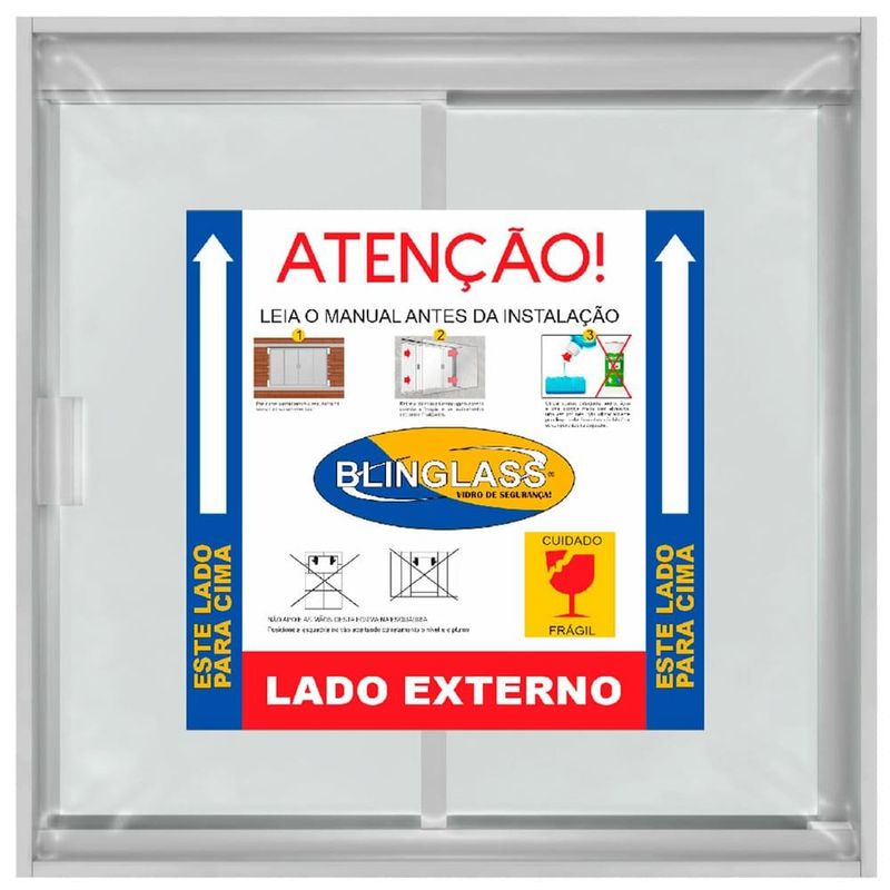 janela de correr blinglass em alumínio branco vidro incolor 100x100cm 2 folhas (mp)