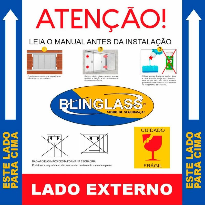 janela de correr blinglass em alumínio branco vidro incolor 100x100cm 2 folhas (mp)