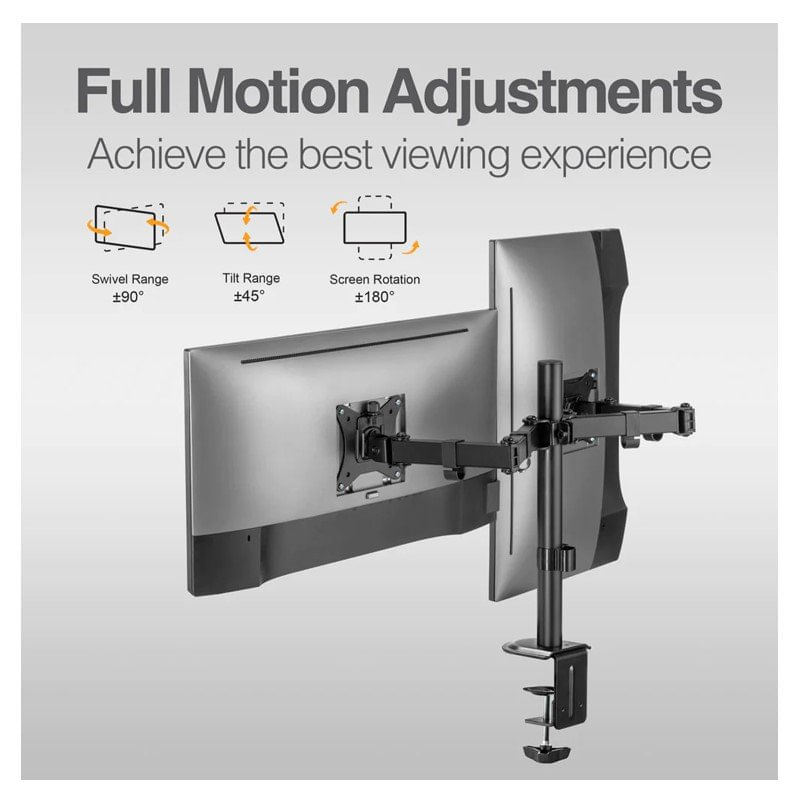 suporte de mesa argom para monitor duplo 17" a 32" com abracadeira arg-br-1603 (mp)