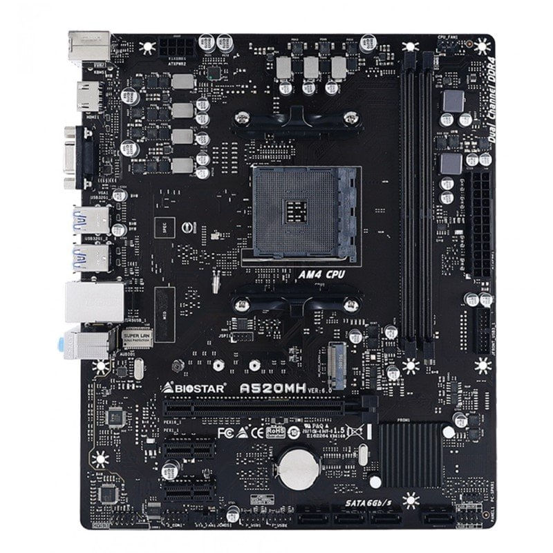placa mãe biostar micro atx amd a520 am4 2ddr4 a520mh (mp)