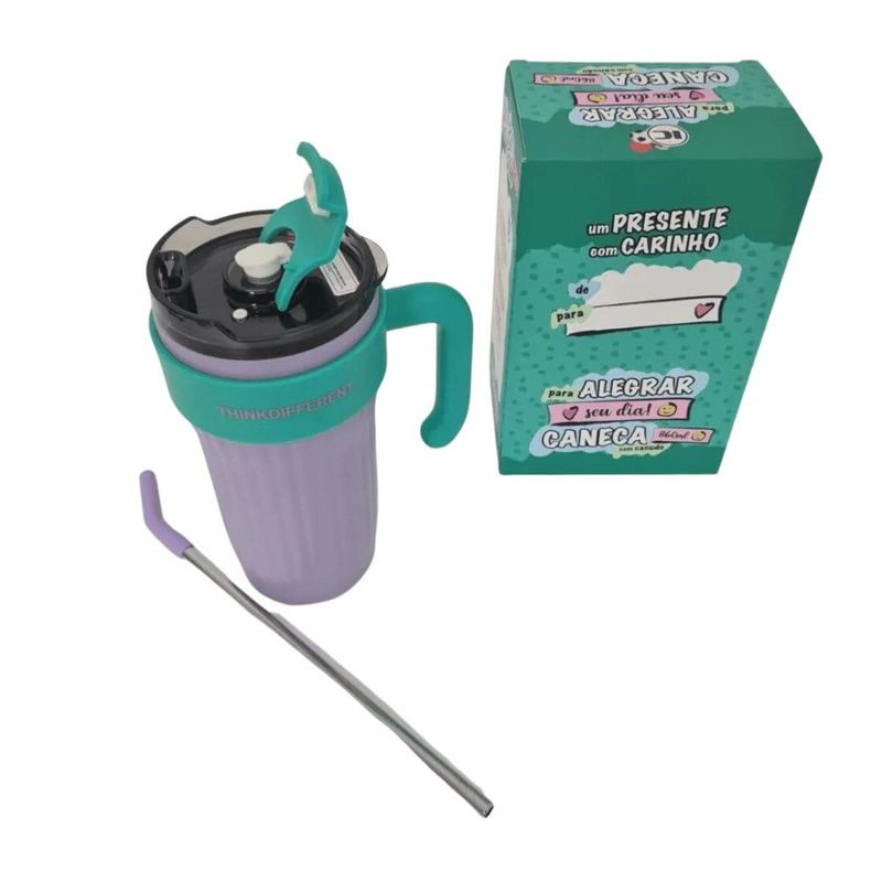 caneca térmica com canudo inox ic esportes e lazer 860ml (mp)
