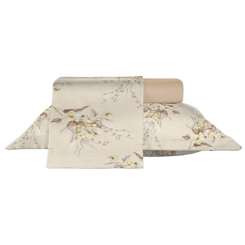 jogo de cama queen teka 4 peças estampado florença harmonie 100% algodão 250x245cm (mp)
