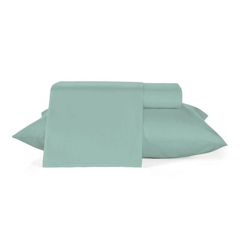 jogo roupa de cama teka casal 4 peças diamante verde 100% algodão 220x250cm (mp)